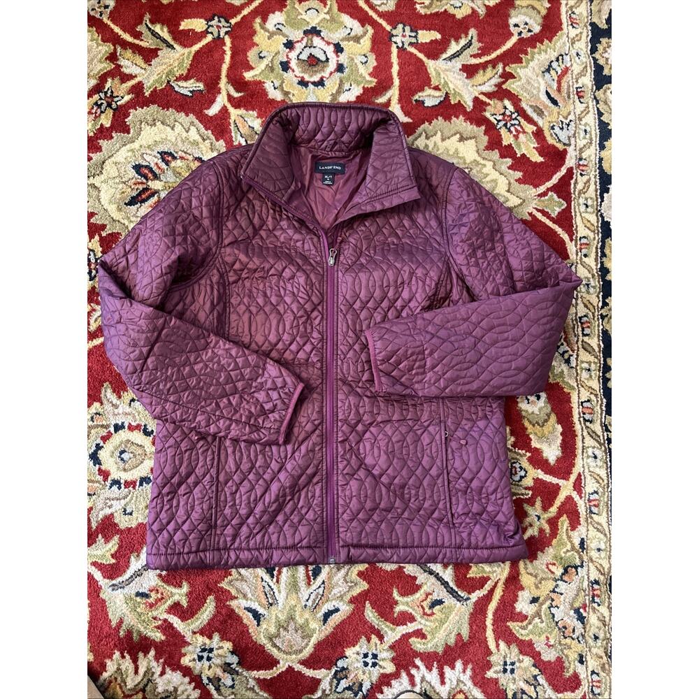 Lands End Jacket 18 XL Tall Eggplant Quilted PrimaLoft Zip Coat Lightweight 1X